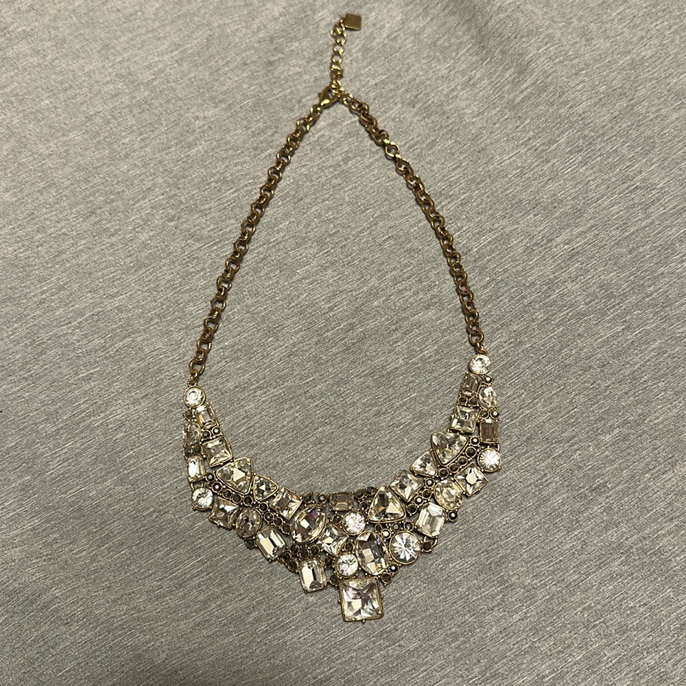 Gold with clear accents statement necklace